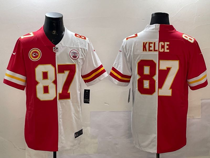 Men Kansas City Chiefs 87 Kelce White red 2025 Nike Vapor Limited NFL Jersey style 1